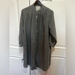 ICHI ANTIQUITES LINEN HANDYE SHIRT DRESS - OS